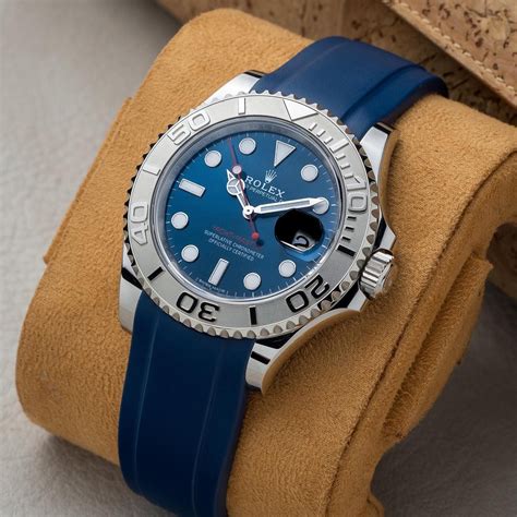 rolex yacht master blue rubber strap|Rolex Yacht-Master case size.